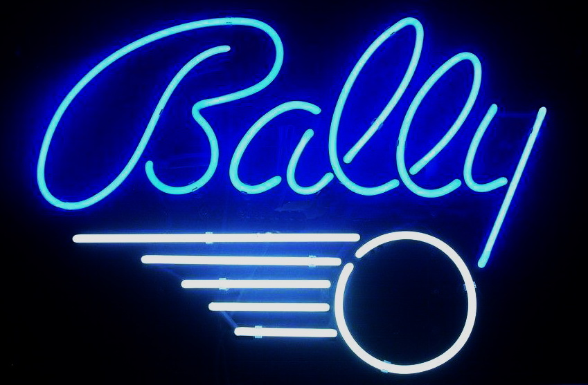 Bally Play Pinball Here Blue Neon Sign